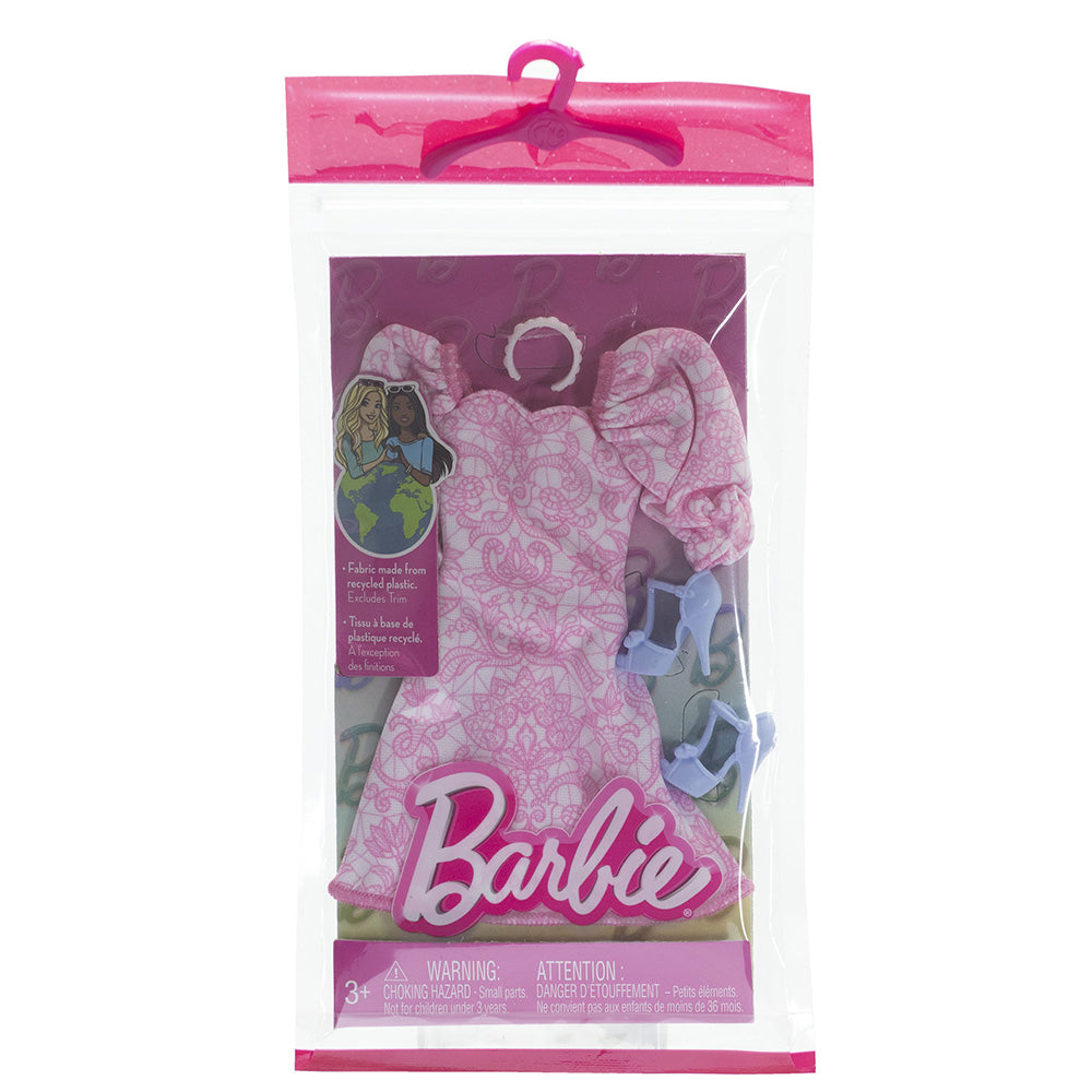 Pacchetto moda Barbie con abito rosa, collana e tacchi, vestiti per bambole Barbie