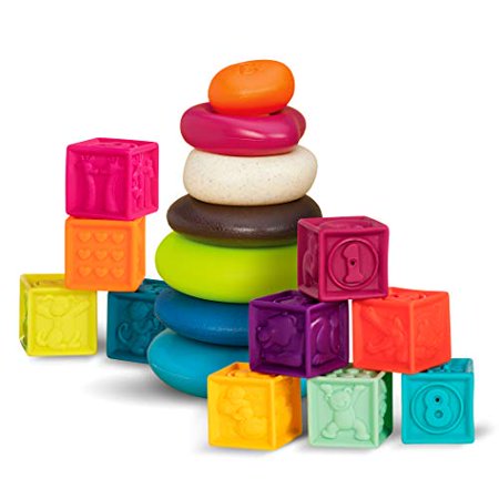 B. Toys One Two Squeeze - 10 Blocchi Numerati e 5 Anelli da Impilare 6M+