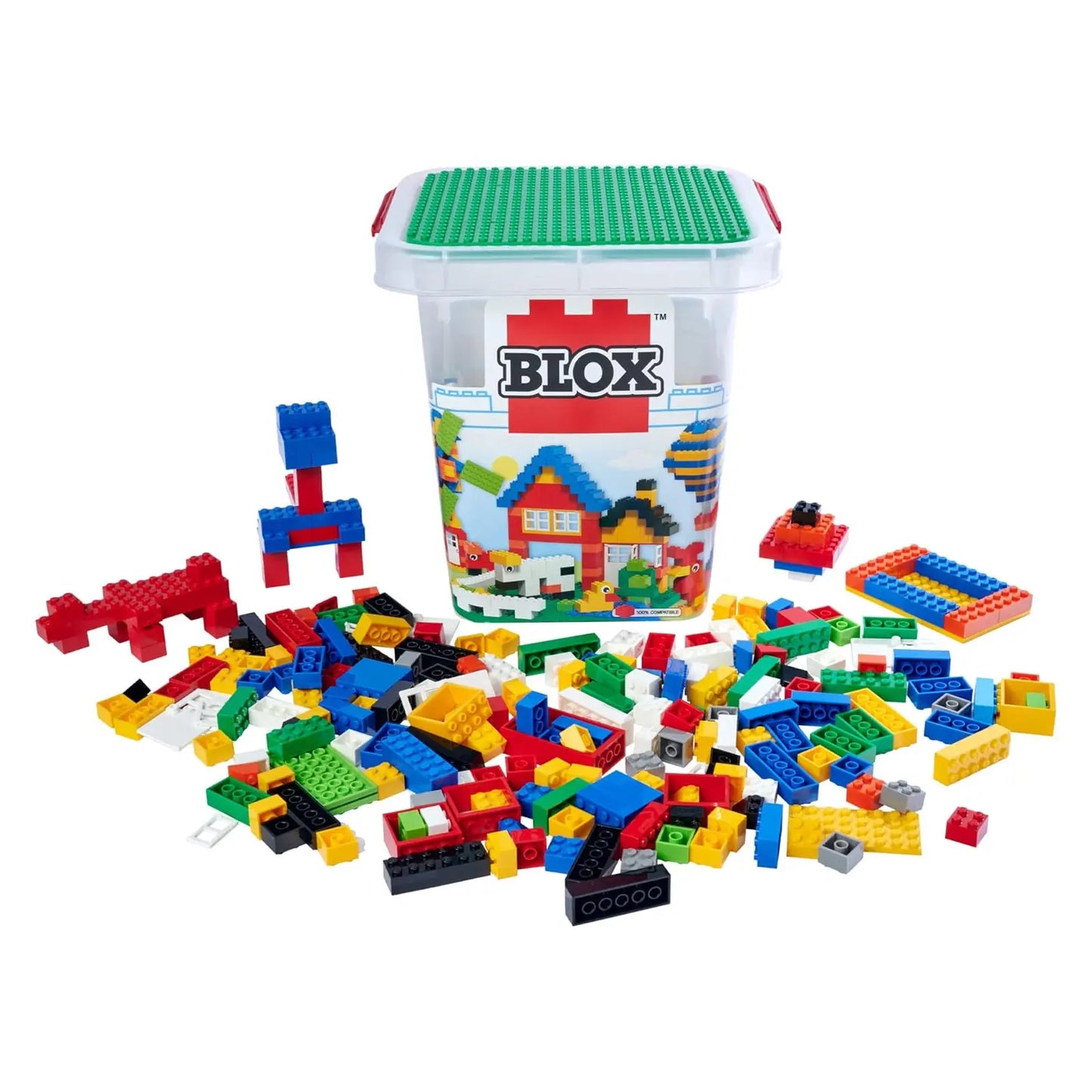 Androni Blox – 500 Mattoncini da Costruzione con Secchiello, Finestre e Porte