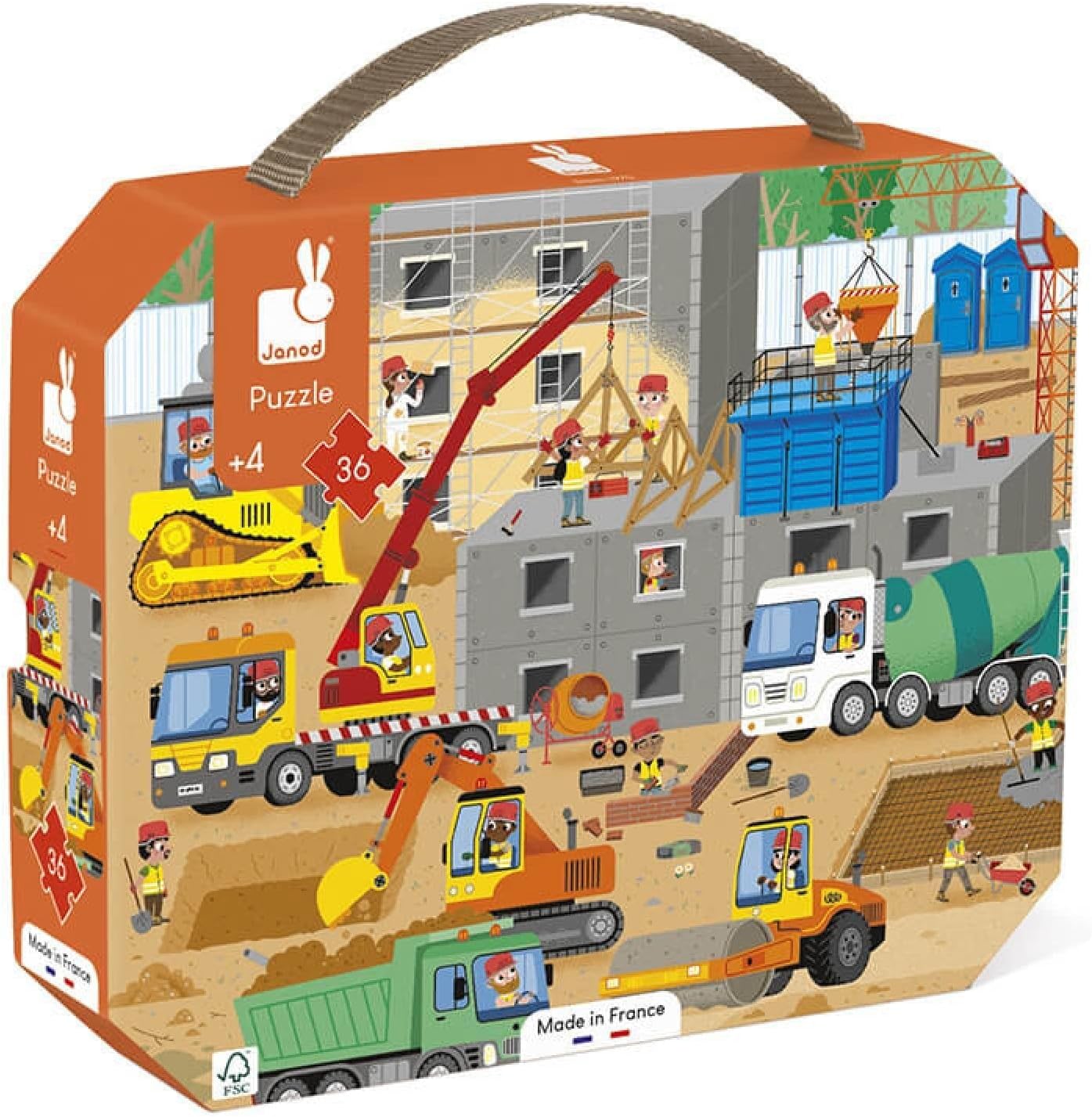 Janod - Puzzle Bambini Il Cantiere 36 Pezzi