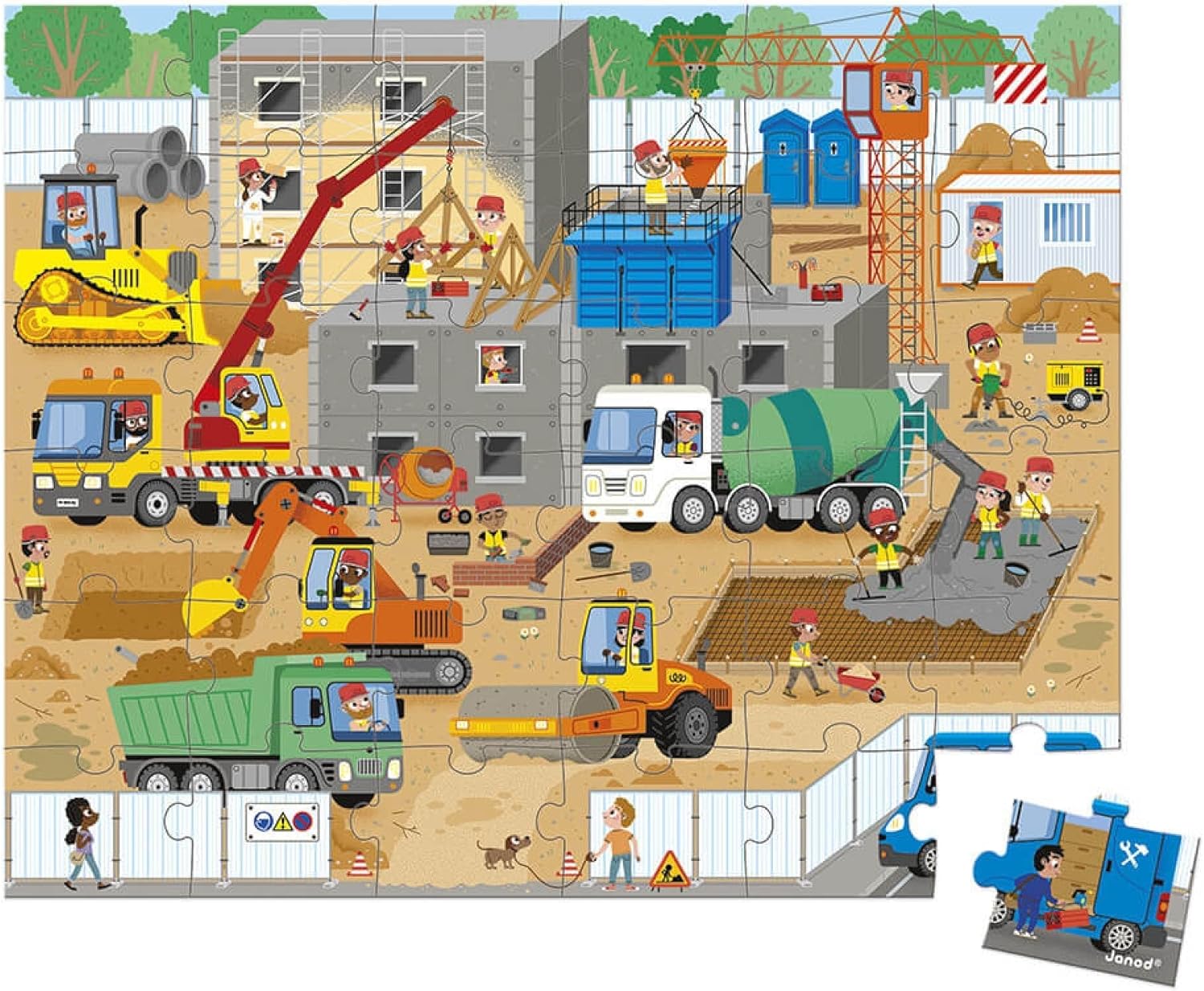 Janod - Puzzle Bambini Il Cantiere 36 Pezzi