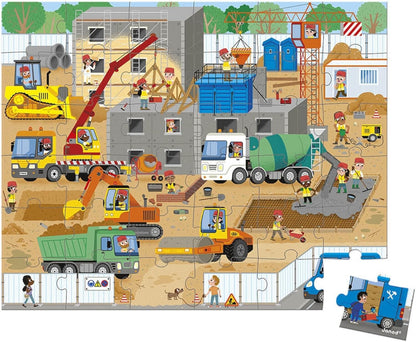 Janod - Puzzle Bambini Il Cantiere 36 Pezzi