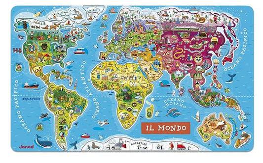 Janod  Mappa Magnetica Mondo (Versione Italiana )