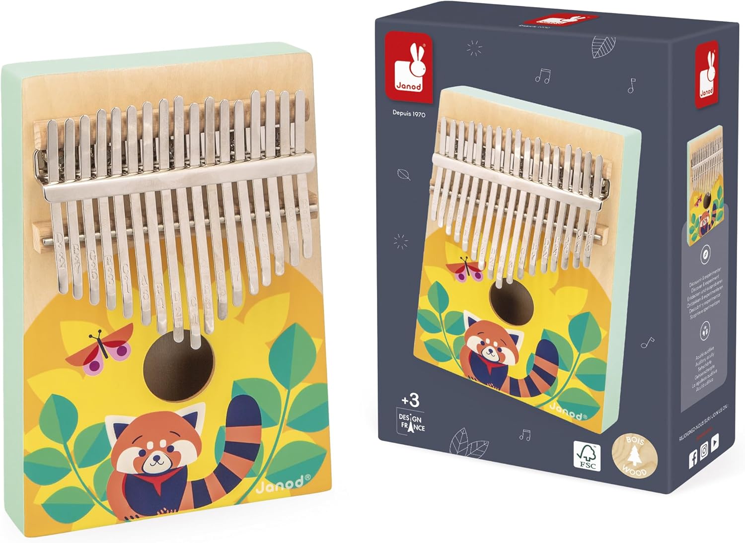 Janod Legno-Giocattolo Musicale Imitativo-17 Tasti In Metallo-Kalimba