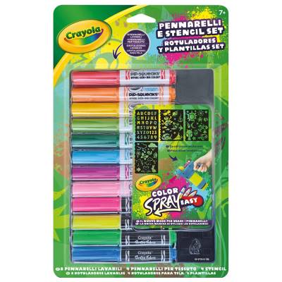 Crayola Set Ricarica Pennarelli E Stencil Color Spray