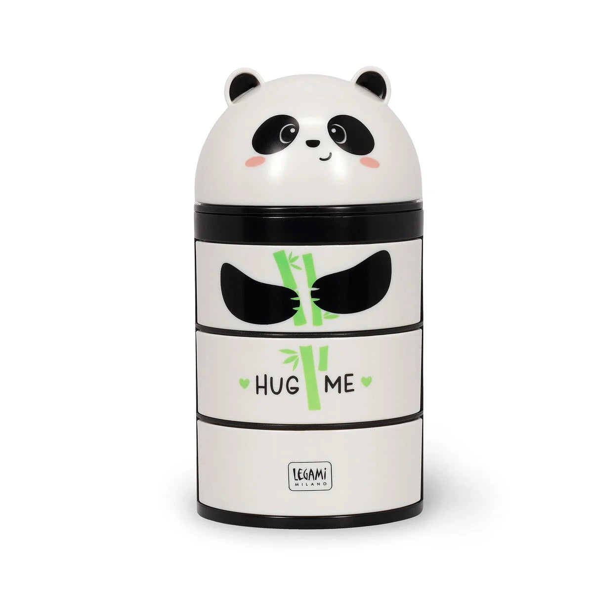 LEGAMI - Desk Organiser Desk Organiser with 3 Side Opening Drawers Top Compartment with Sliding Closure Panda Motif