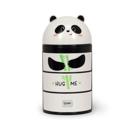 LEGAMI - Desk Organiser Desk Organiser with 3 Side Opening Drawers Top Compartment with Sliding Closure Panda Motif