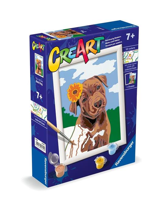 Ravensburger - CreArt Serie E: Cucciolo con fiore, Kit per Dipingere con i Numeri