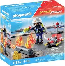 71826 Pompiere Con Pompa D'acqua PLAYMOBIL