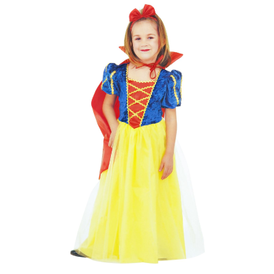 COSTUME PRINCIPESSA DELLE FAVOLE (vestito, mantello, fiocco per capelli) 110 cm / 3-4 anni