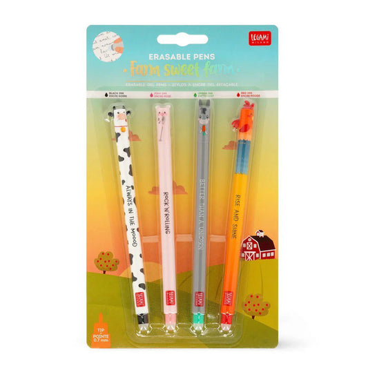 Legami Set 4 Penne Gel Cancellabili - Farm Sweet Farm