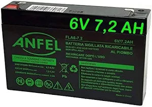ANFEL Batteria Ermetica Ricaricabile Al Piombo 6V 7,2Ah FLA6-7.2
