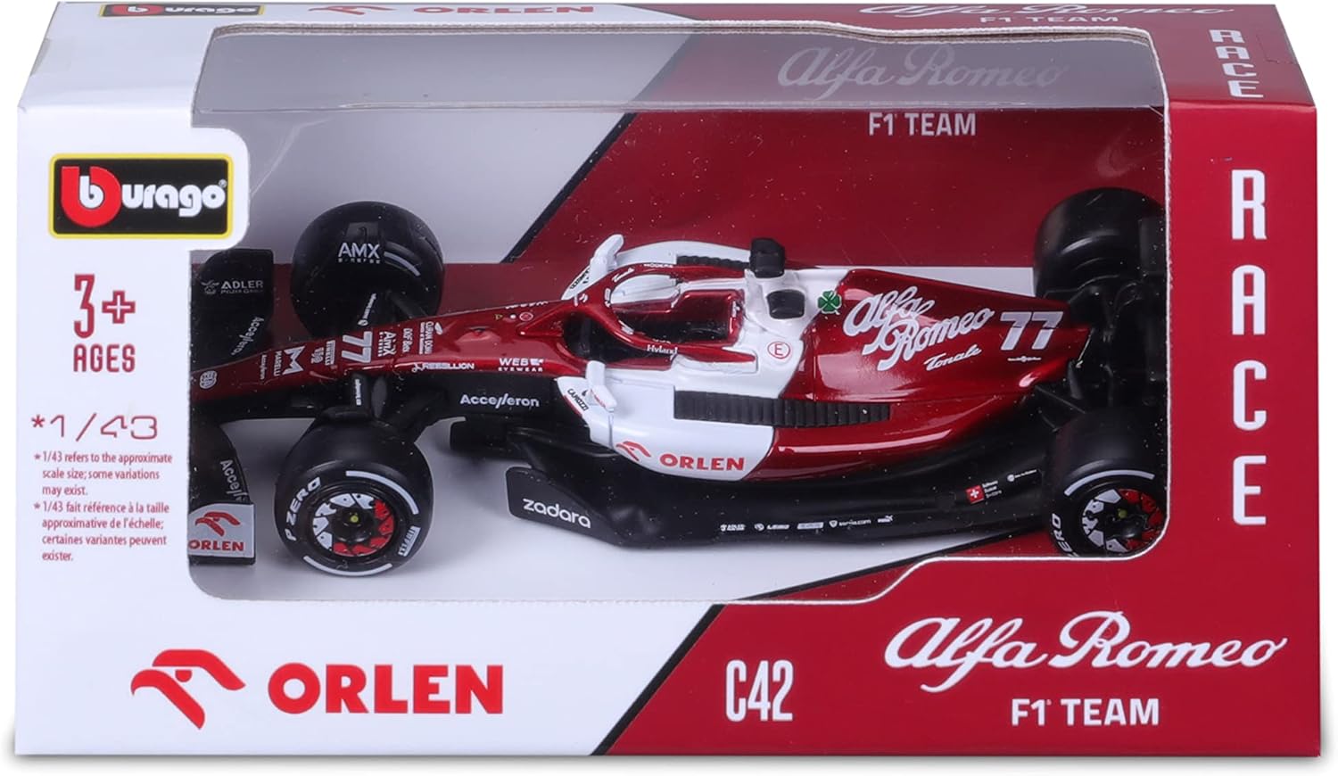 Bburago 18-38067 (#77) Scala 1:43 - Race - Alfa Romeo F1 Team Orlen C42