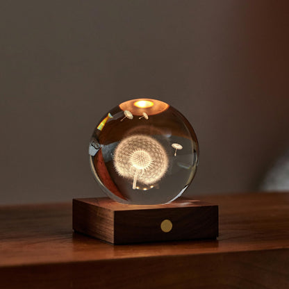 I-Total Lampada da Tavolo LED Crystal Ball Dente di Leone