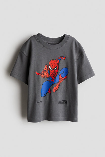 Spider-Man T-Shirt Manica Corta Bambino Grigio Scuro
