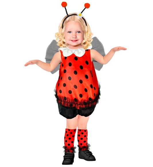 COSTUME COCCINELLA (maglia, pantaloncini, scaldamuscoli, ali, antenne) 116 cm / 4-5 anni