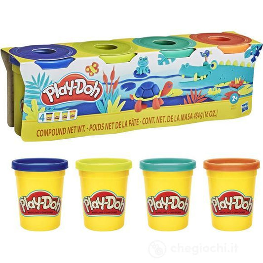 Playdoh Confezione con 4 vasetti in 4 colori assortiti.