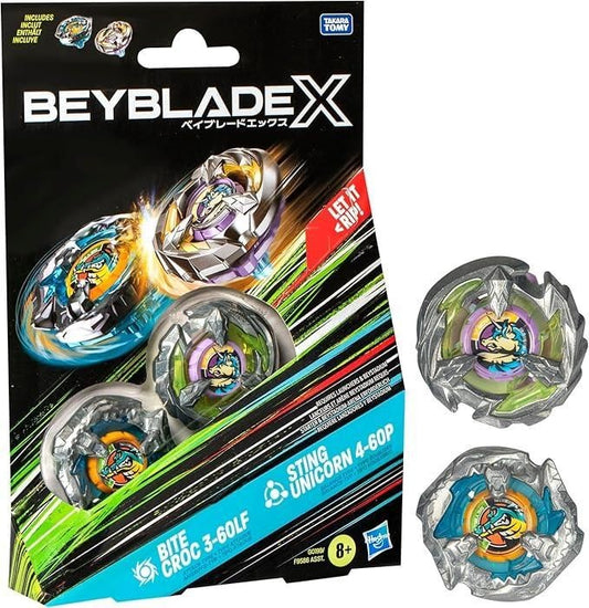 Beyblade X Bite Croc 3-60LF and Sting Unicorn 4-60P ...