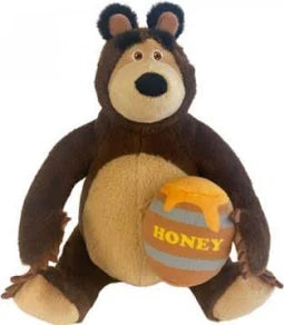PTS Peluche Masha e Orso - Orso 25 cm con Barile di Miele
