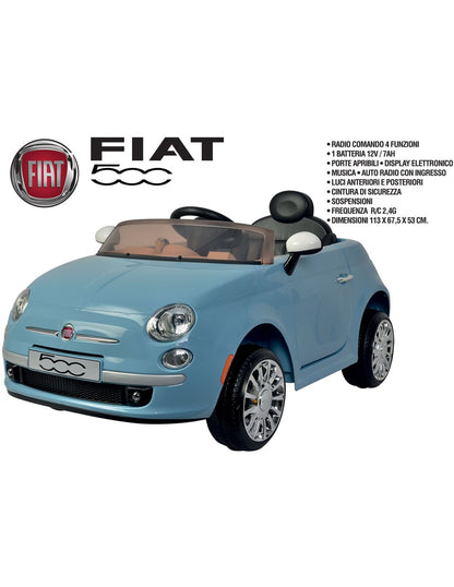 Macchina Elettrica Fiat 500 blu  12v 4,5ah 110x58,4x53cm