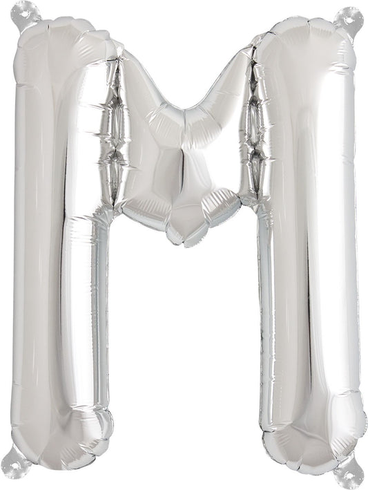 16 Inch Letter M - Silver Air-Filled Foil Balloon