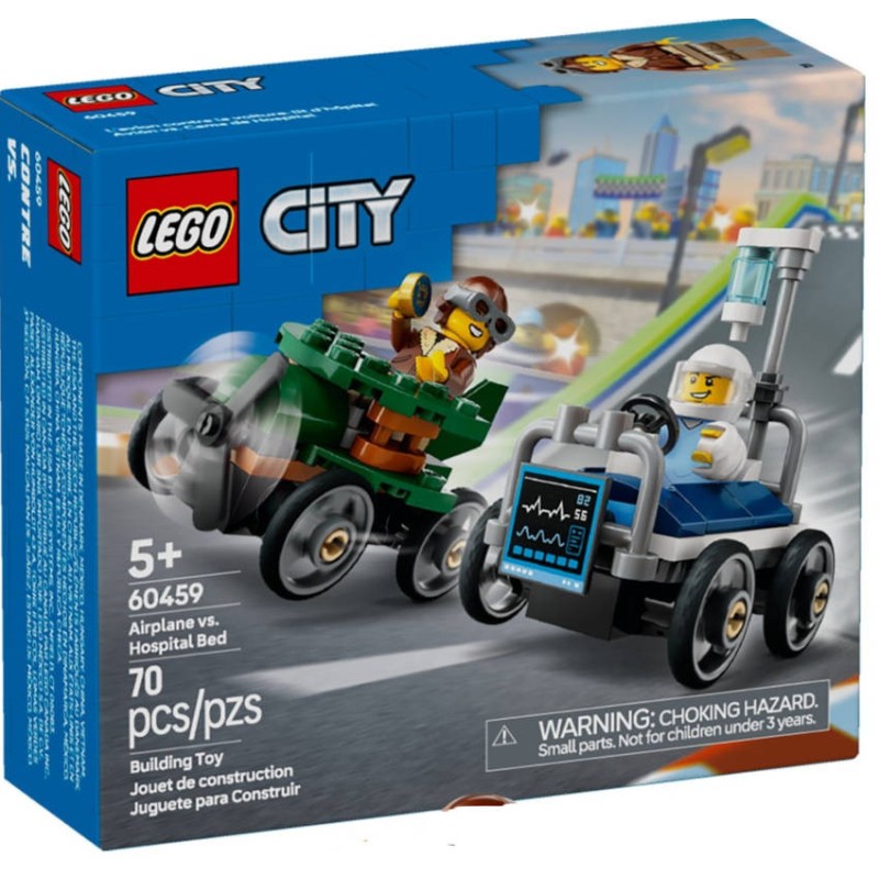 Lego 60459 Pack veicoli da corsa: aereo contro letto d’ospedale City Great Vehicles