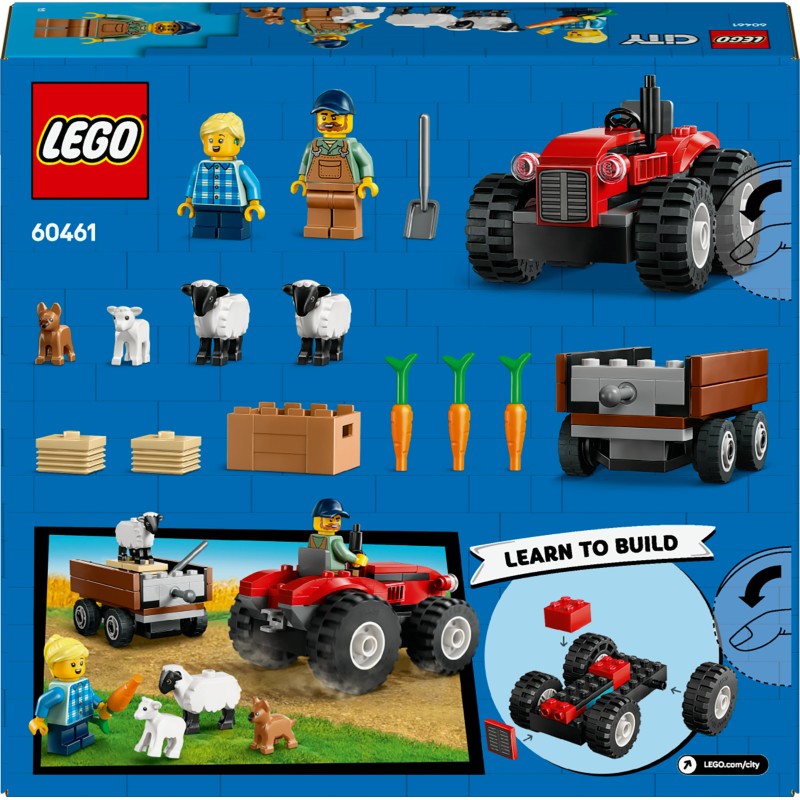 Lego 60461 Trattore agricolo rosso con rimorchio e pecore City Great Vehicles