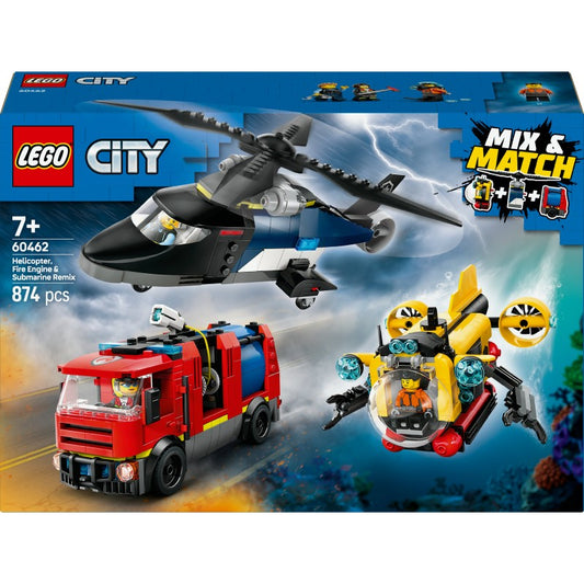 Lego 60462 Elicottero, autopompa e sottomarino City Great Vehicles