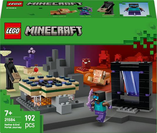LEGO Minecraft 21584 Viaggio nel Portale del Nether e dell’End con Eroe Enderman e Baby Hoglin