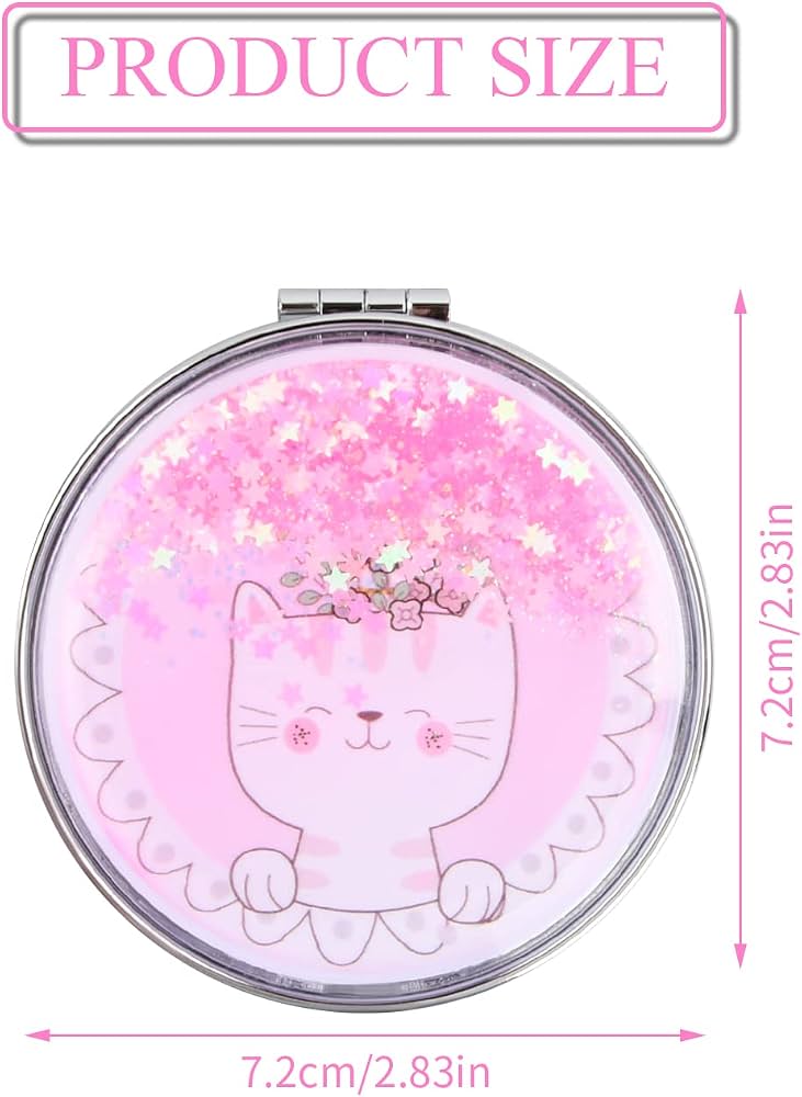 Itotal Specchietto Tascabile Gatto Rosa