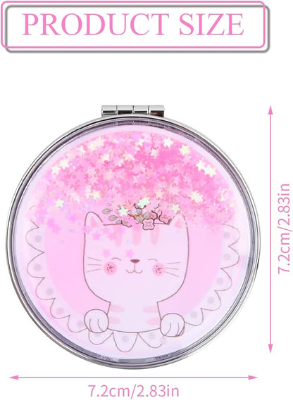 Itotal Specchietto Tascabile Gatto Rosa