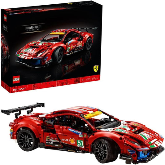 LEGO 42125 Technic Ferrari 488 GTE “AF Corse #51”, Modello Auto Sportiva da Corsa, Set da Collezionista