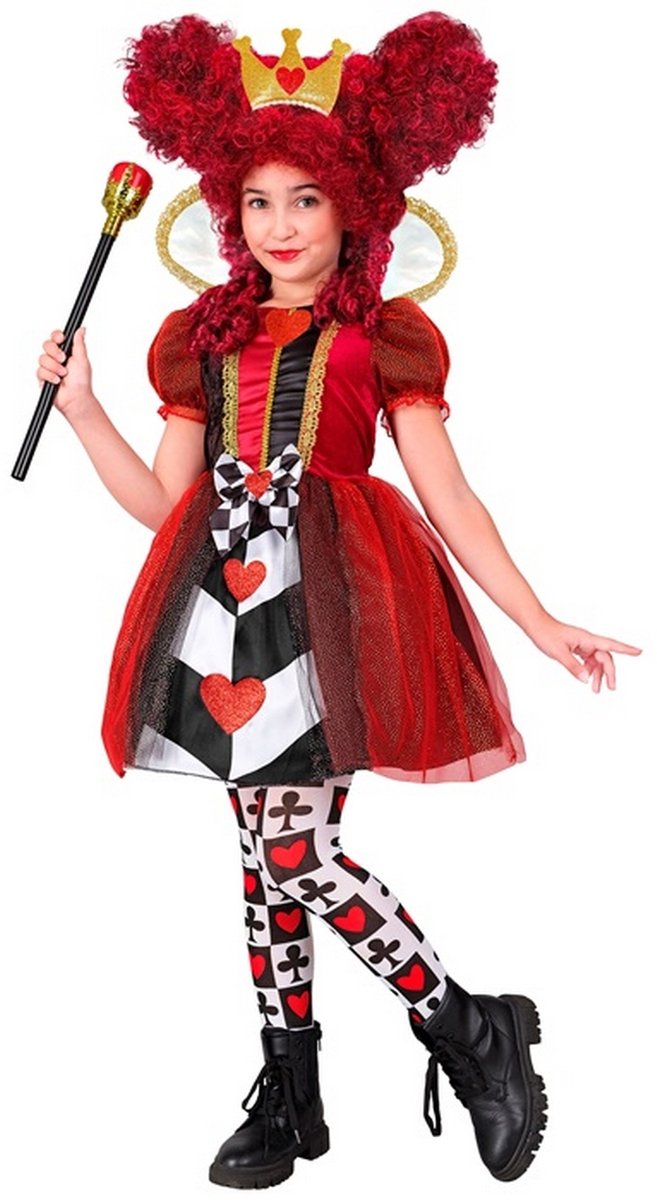 COSTUME REGINA DI CUORI (vestito, corona) 104 cm / 2-3 anni