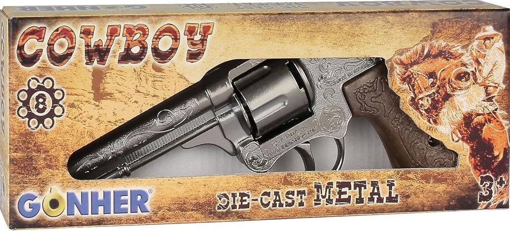 Gonher Pistola Cowboy Giocattolo 100 Colpi Argento