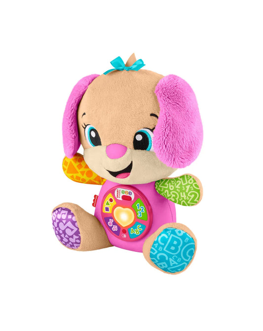 Fisher-Price Sorellina del Cagnolino Ridi e Impara (peluche musicale educativo multilingue con tecnologia Smart Stages).