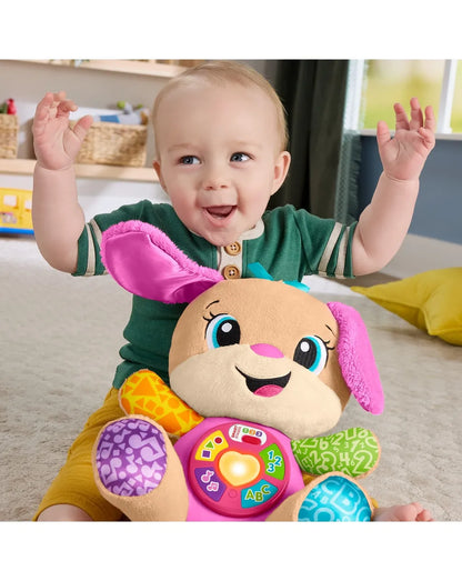 Fisher-Price Sorellina del Cagnolino Ridi e Impara (peluche musicale educativo multilingue con tecnologia Smart Stages).