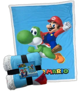 Distributionz Plaid Sherpa Mario E Yoshi 100x150cm