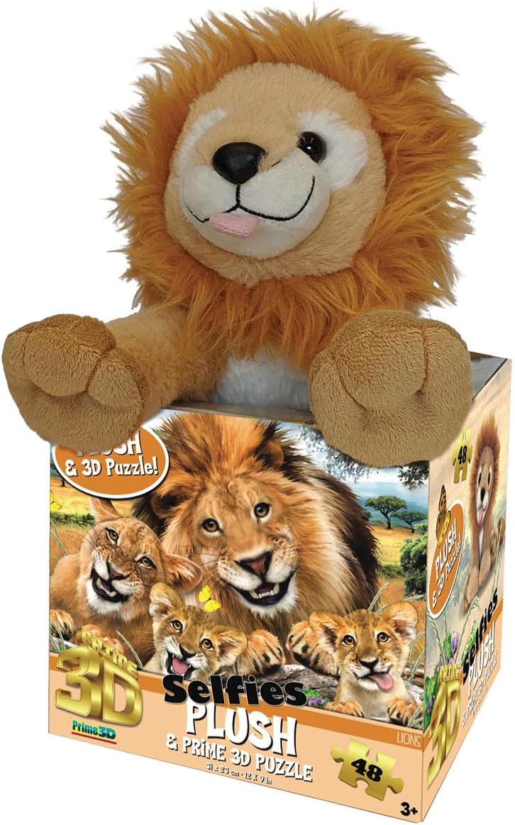 3D Puzzles Lion Selfie 48 Pezzi con peluche.