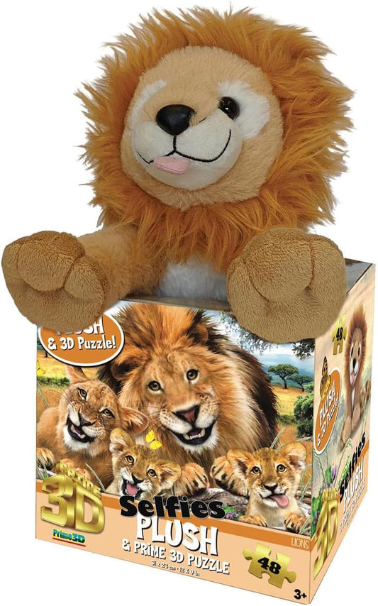 3D Puzzles Lion Selfie 48 Pezzi con peluche.