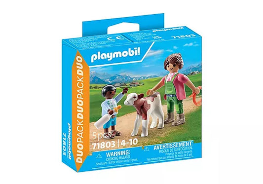 Playmobil 71803 Duo Pack Contadina con bambino e vitello