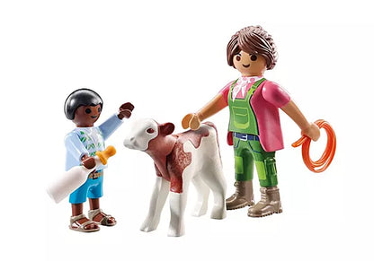 Playmobil 71803 Duo Pack Contadina con bambino e vitello