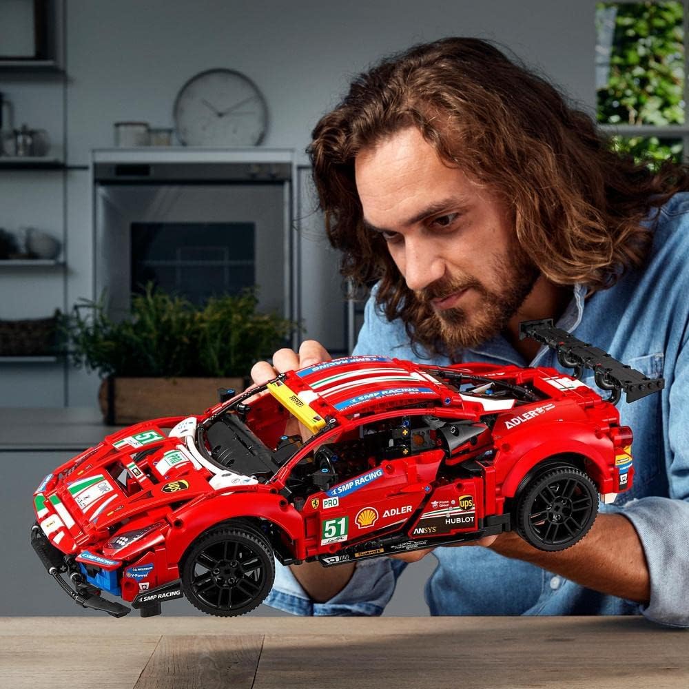 LEGO 42125 Technic Ferrari 488 GTE “AF Corse #51”, Modello Auto Sportiva da Corsa, Set da Collezionista
