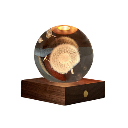 I-Total Lampada da Tavolo LED Crystal Ball Dente di Leone