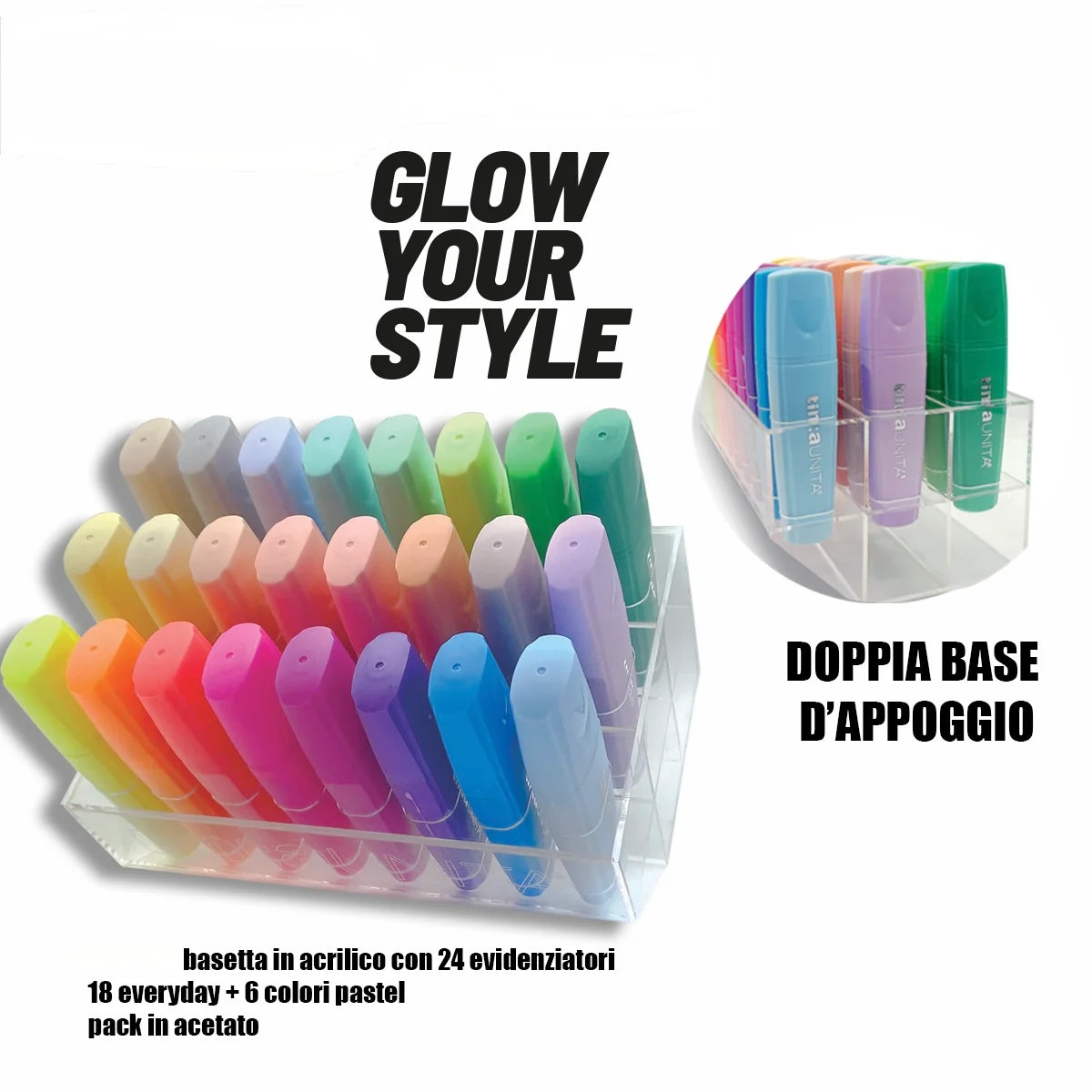 Tinta Unita Basetta 6 Evidenziatori Glimmer Fluo