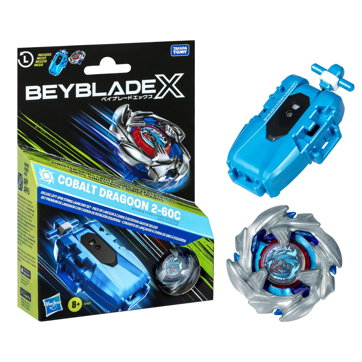 Beyblade X Deluxe Launcher Cobalt Dragoon 2-60C Hasbro - trottola Beyblade X