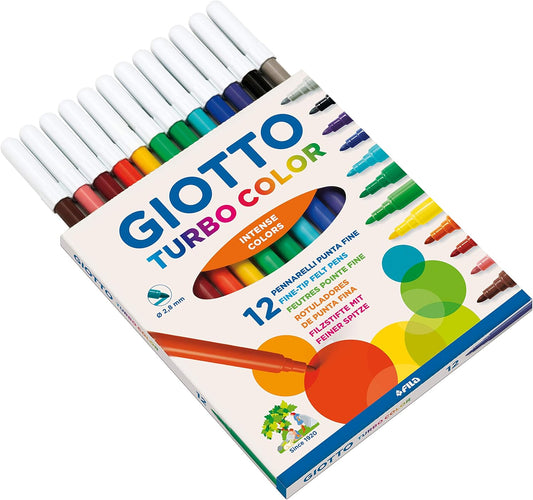 Giotto Turbo Color Pennarelli In Astuccio Da 12 Colori