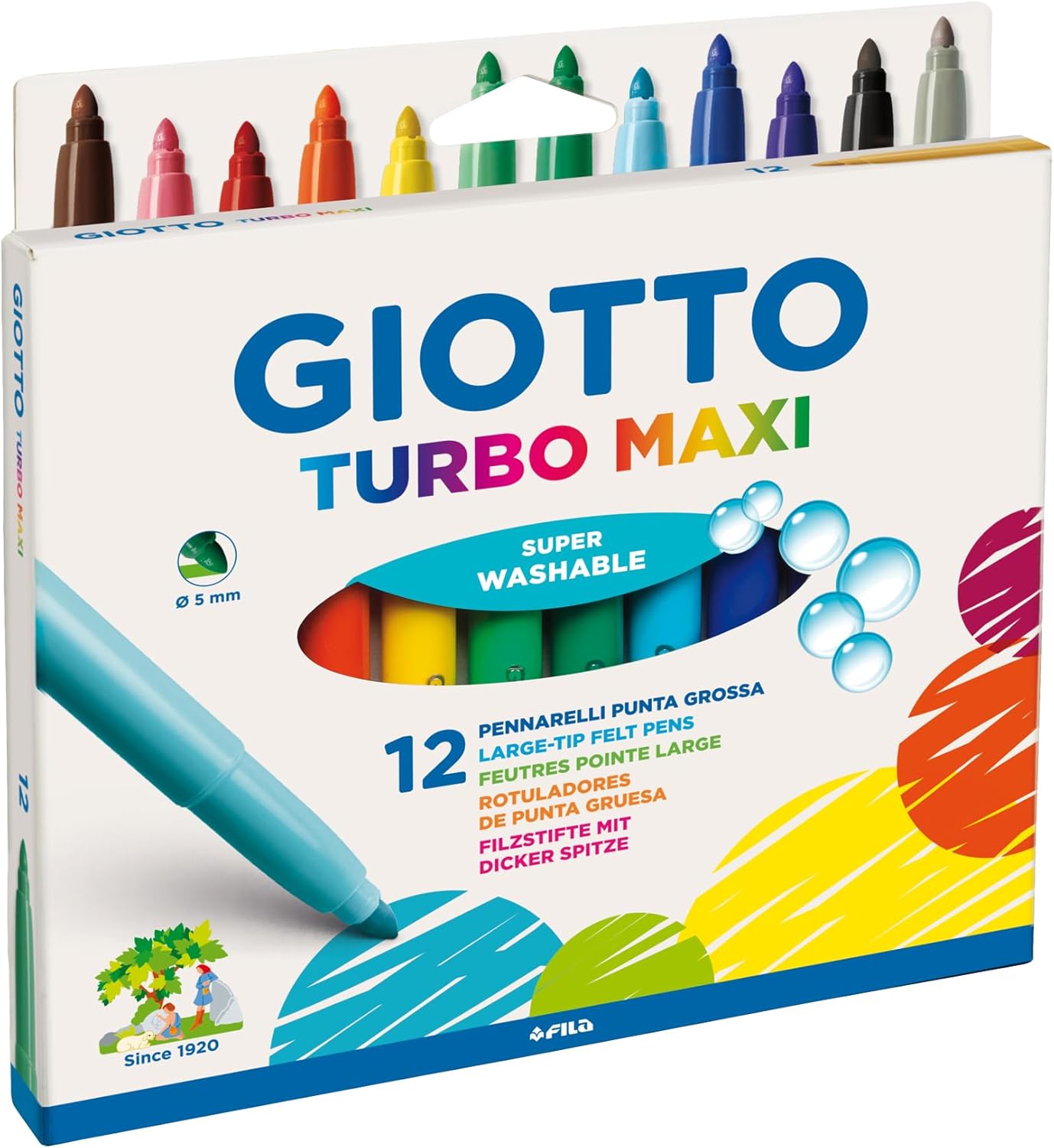 Giotto Turbo Pennarelli, Turbo Maxi Punta Larga, Confezione Da 12