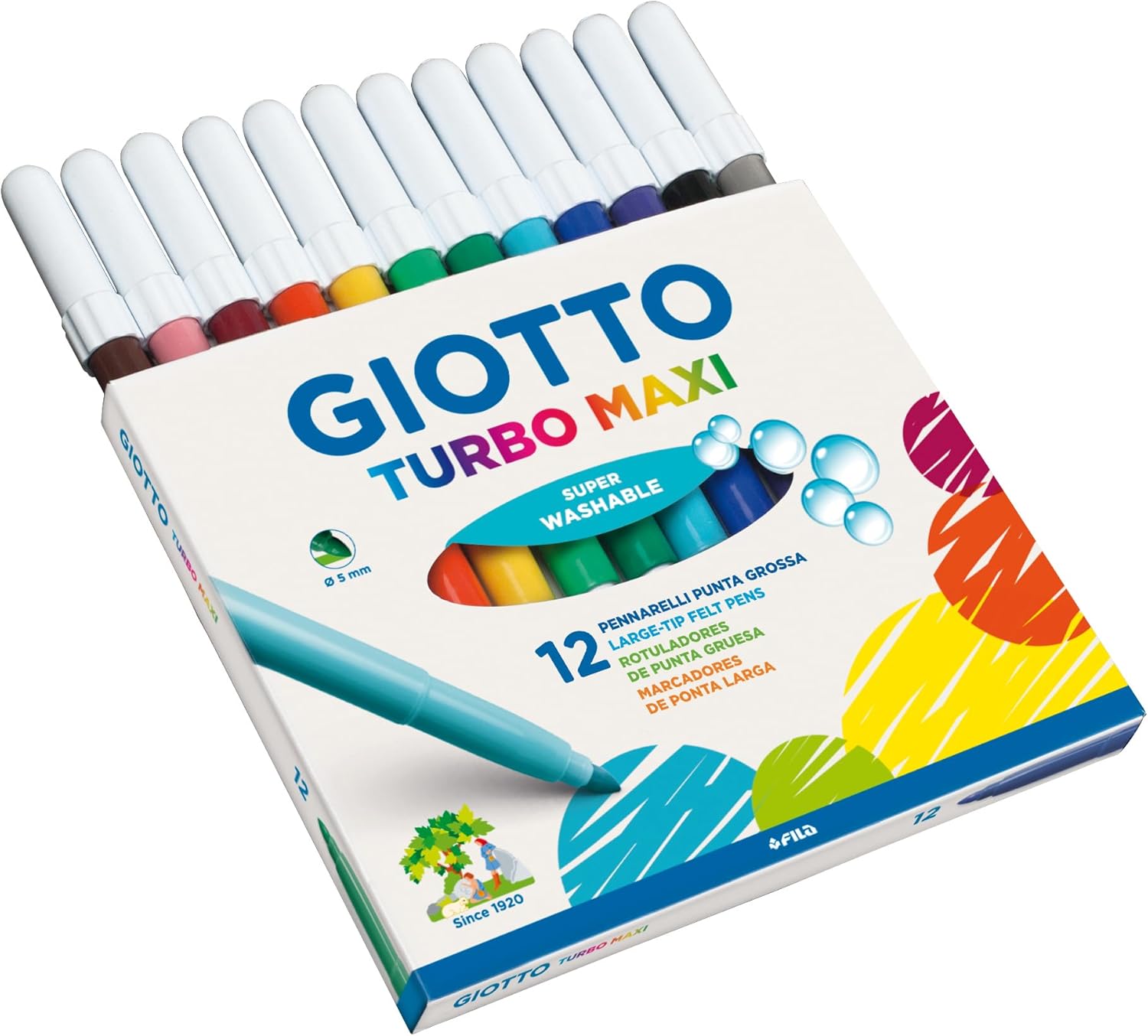 Giotto Turbo Pennarelli, Turbo Maxi Punta Larga, Confezione Da 12