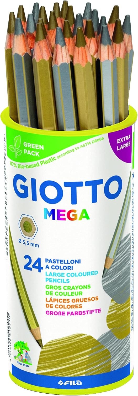 Giotto - Mega Maxi Pastelloni Oro E Argento Barattolo Da 24 Pezzi