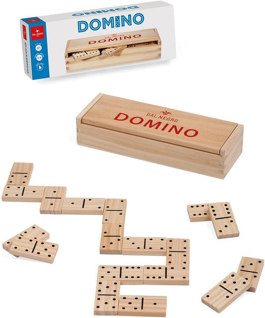 Dal Negro - Domino In Legno, 28 Tessere E Contenitore In Legno Di Bambù.